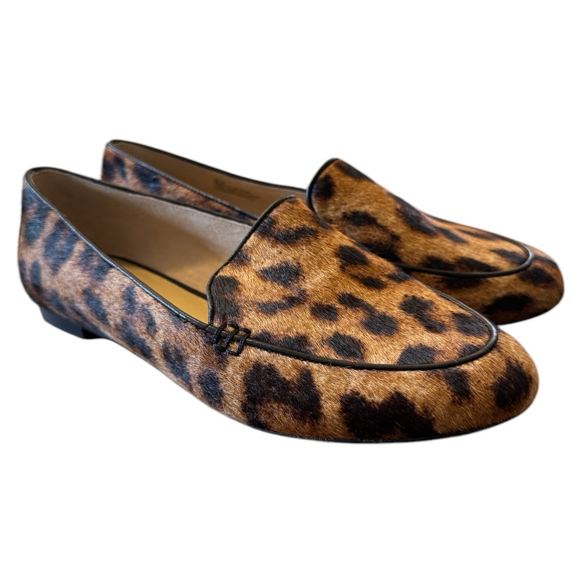 Talbots RYAN PIPED LOAFERS Animal Print Cheetah Leopard CALF HAIR 6.5 Classy