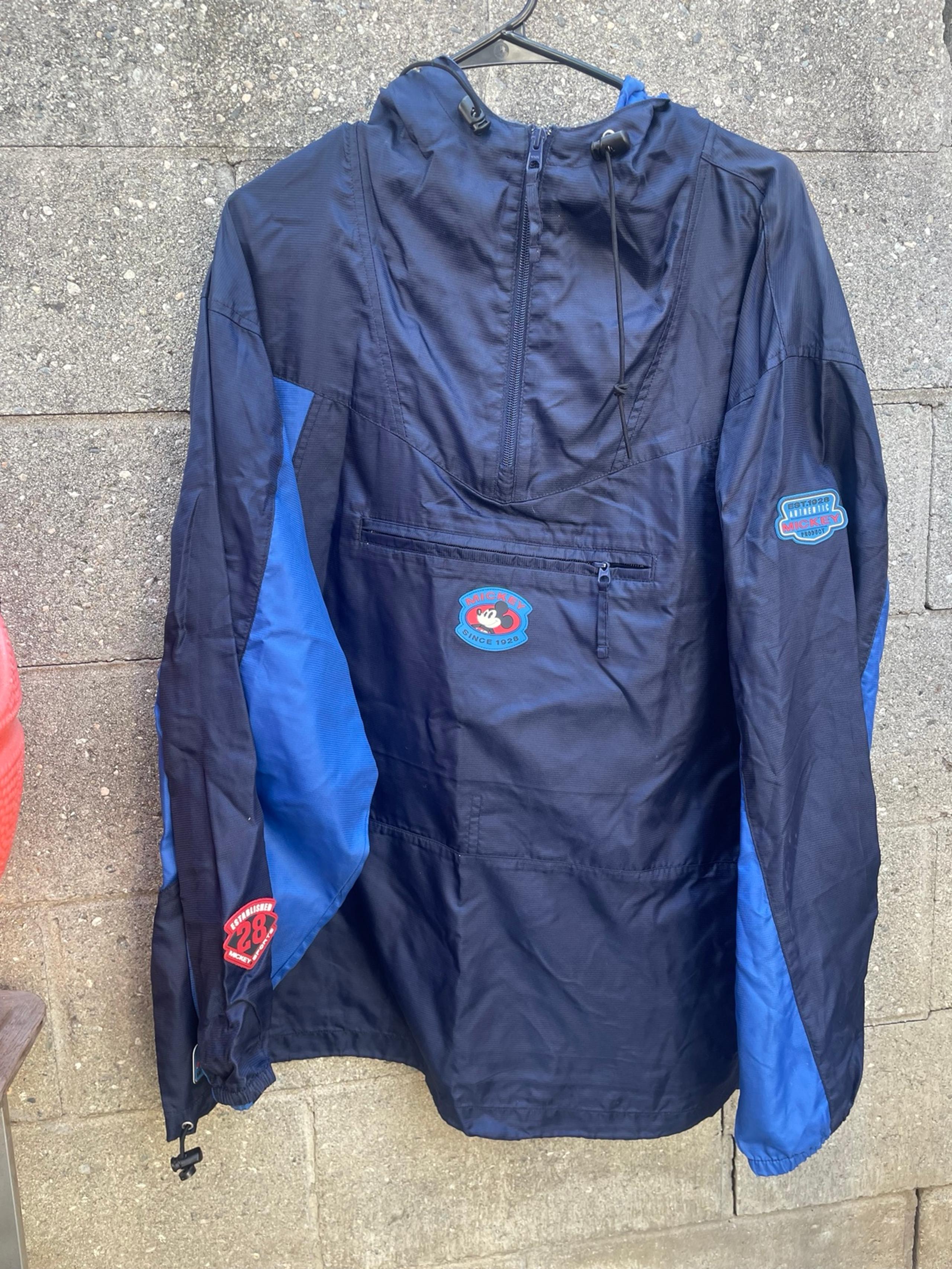 Vintage 90s Disney Mickey Mouse Windbreaker Jacket Navy Blue Size L