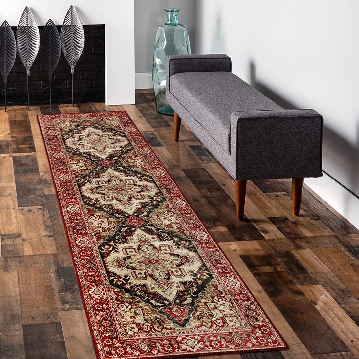 Boho Tribal Vintage Runner Rug 2'x6' Washable Oriental Hallway Runner Rug Red