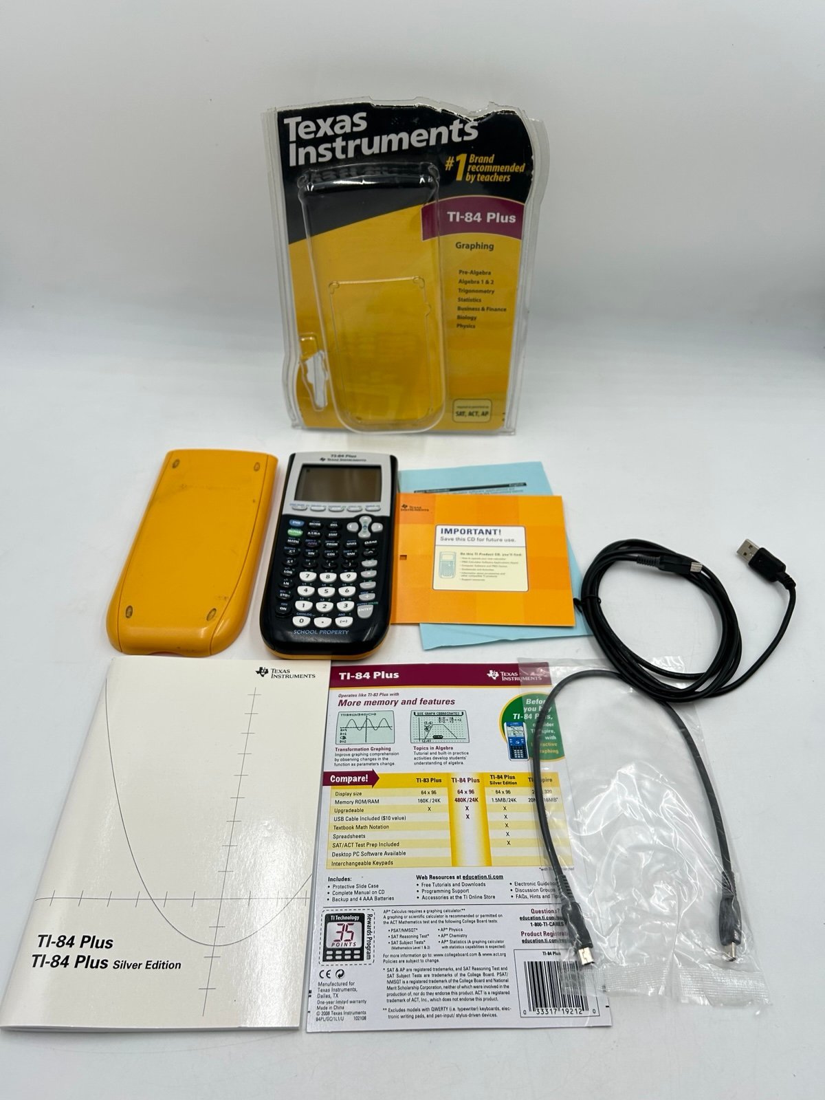 Texas Instruments TI-84 Plus Graphing Calculator -- Complete in package Tested