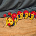 Kiddicraft Vintage 1990s Yellow Red Blue Pull Along Caterpillar Clatterpilla