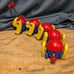 Kiddicraft Vintage 1990s Yellow Red Blue Pull Along Caterpillar Clatterpilla