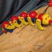Kiddicraft Vintage 1990s Yellow Red Blue Pull Along Caterpillar Clatterpilla