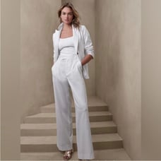 NWT! Banana Republic White High-Rise Linen Blend Pant - Size 16