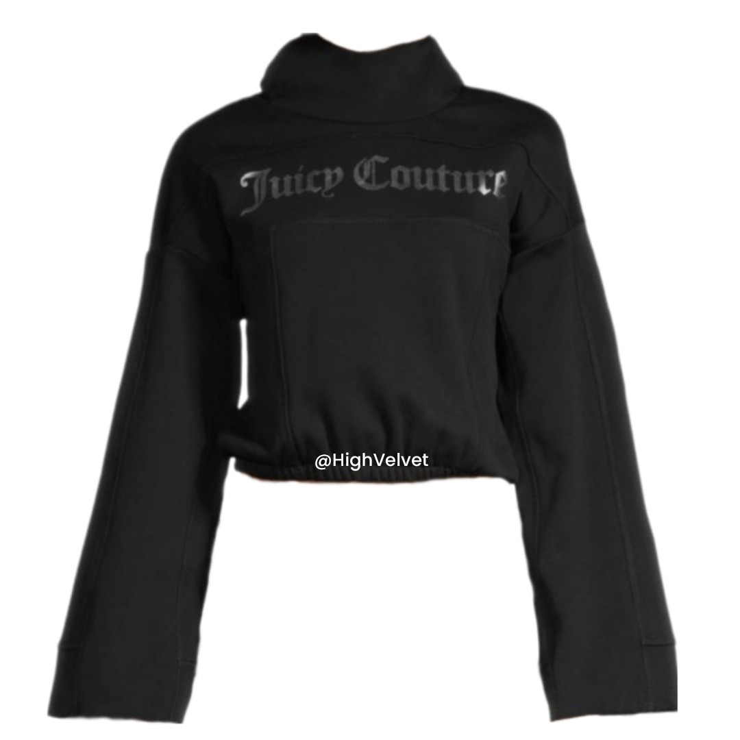 Juicy Couture Black Logo Cropped Hoodie size Small