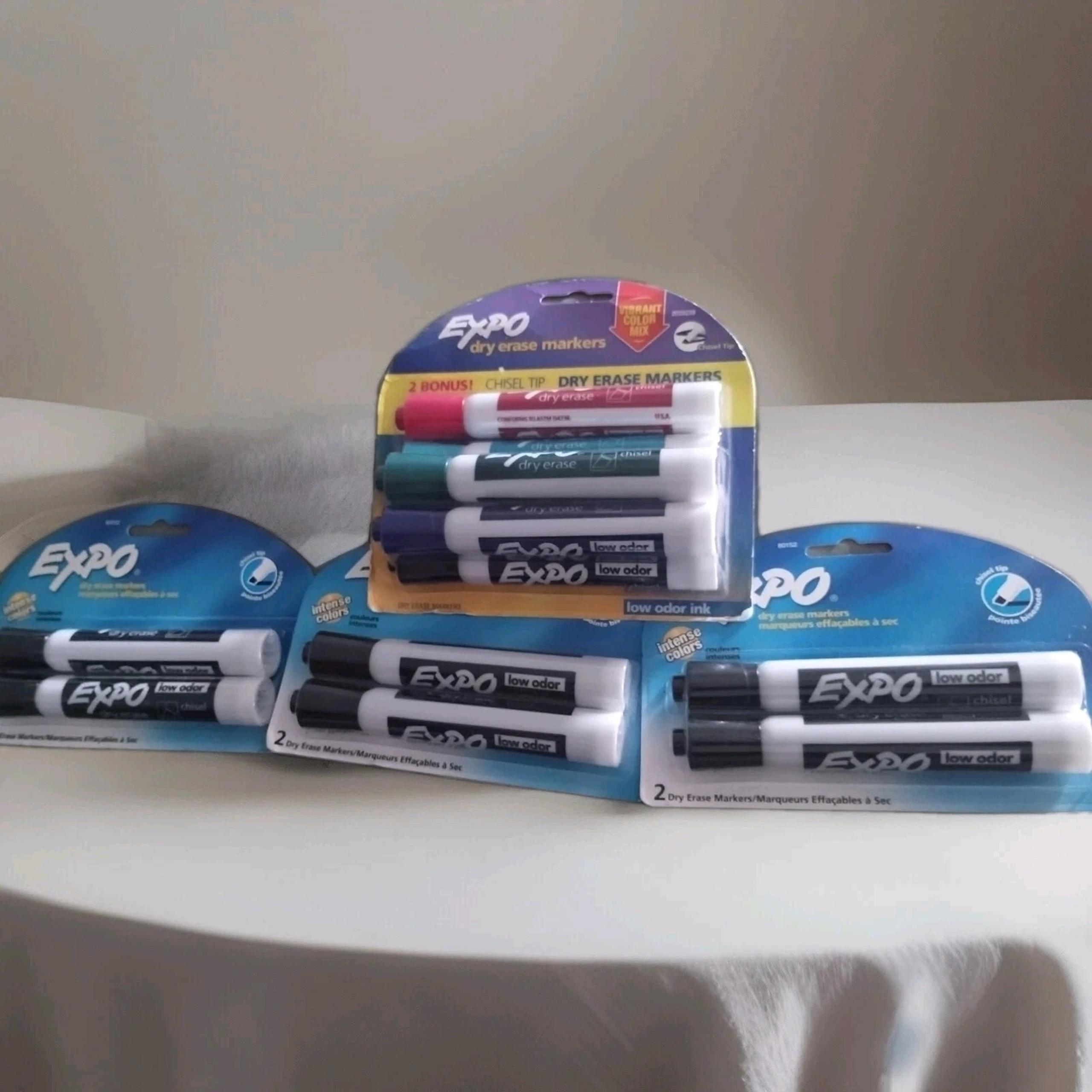 EXPO Dry Erase Markers Chisel Tip, Low Odor : 6 Intense Colors + 6 Black