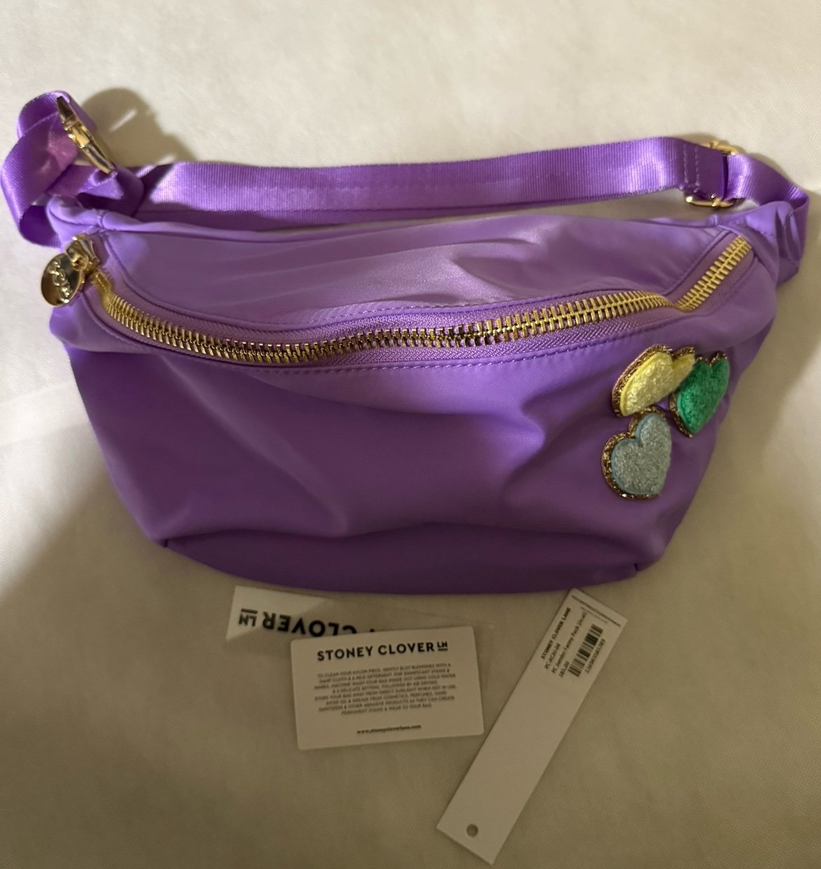 Stoney clover lane jumbo Fanny açaí purple with heart patches nwt