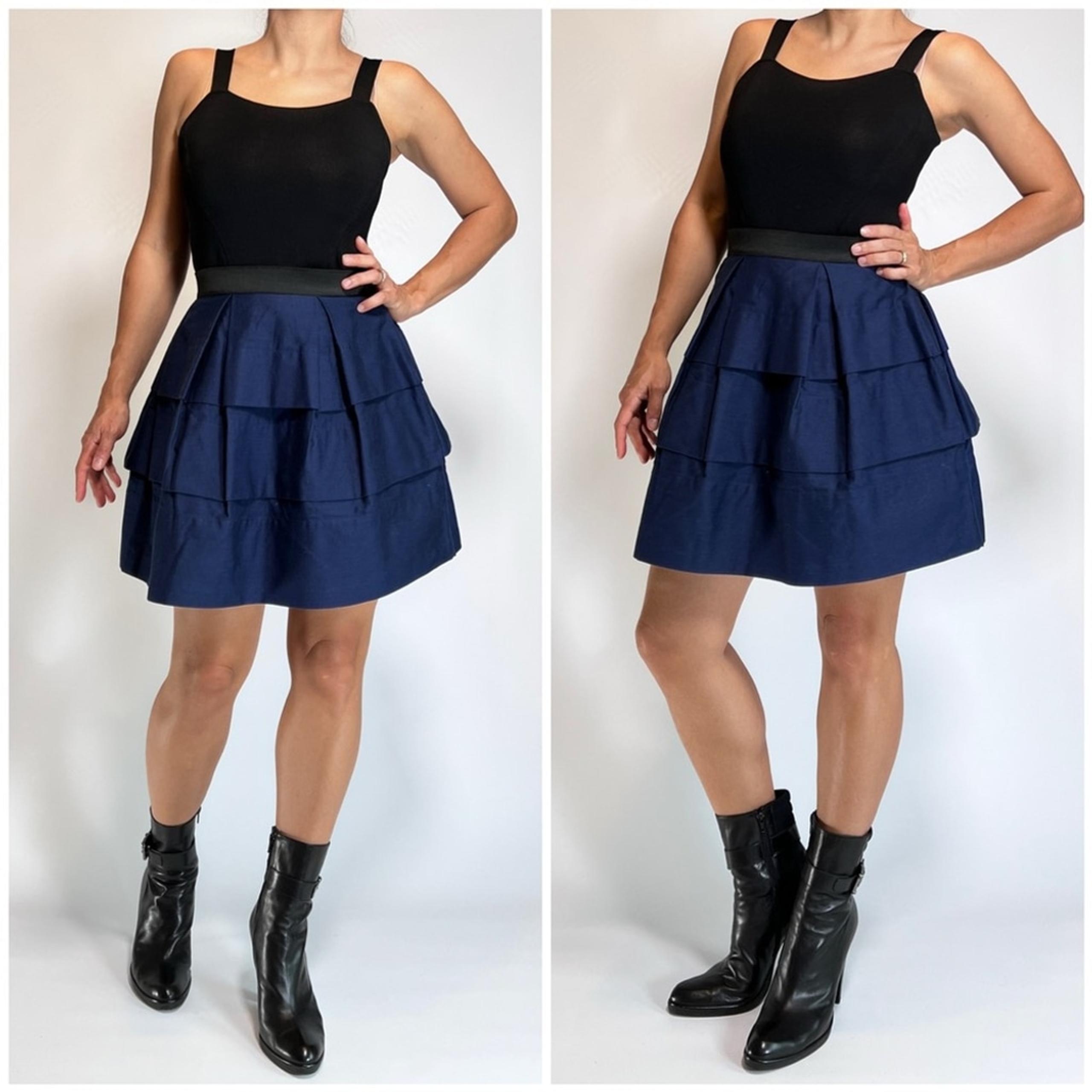 3.1 Phillip Lim Skirt Tiered Cotton Silk Lined Mini Nsvy Blue Size 2