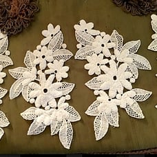 lot of 6 - LARGE 1960's Vintage Ivory Cotton Venice Lace Appliques