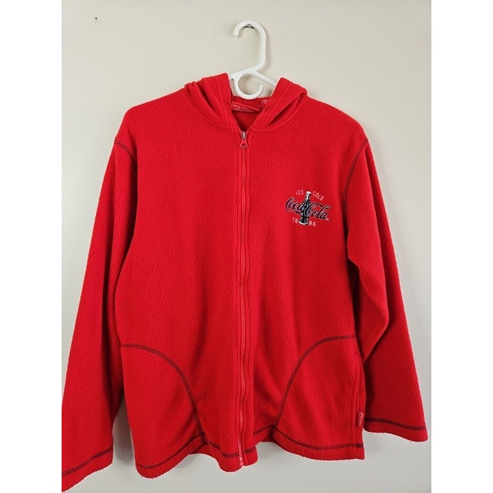 Coca-Cola Brand 100% Polyester Zip Up Jacket Ice Cold , Red, Men's M