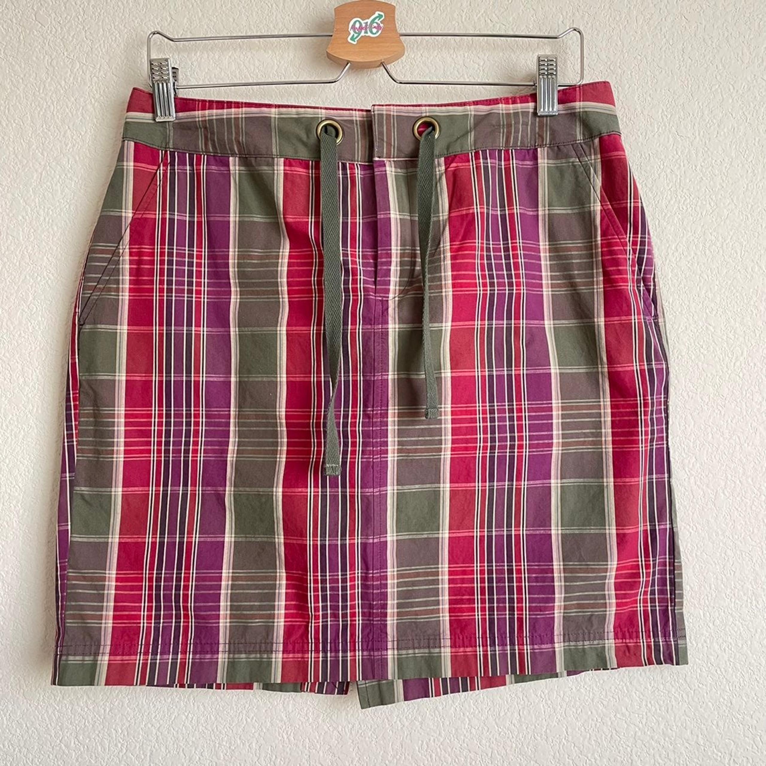 Chaps Drawstring Waist Mini Plaid skirt Size 8