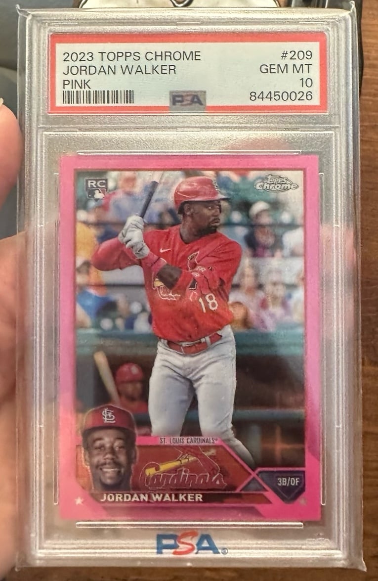 Jordan Walker 1st Topps Chrome True Rookie Pink Refractor PSA 10 Cardinals