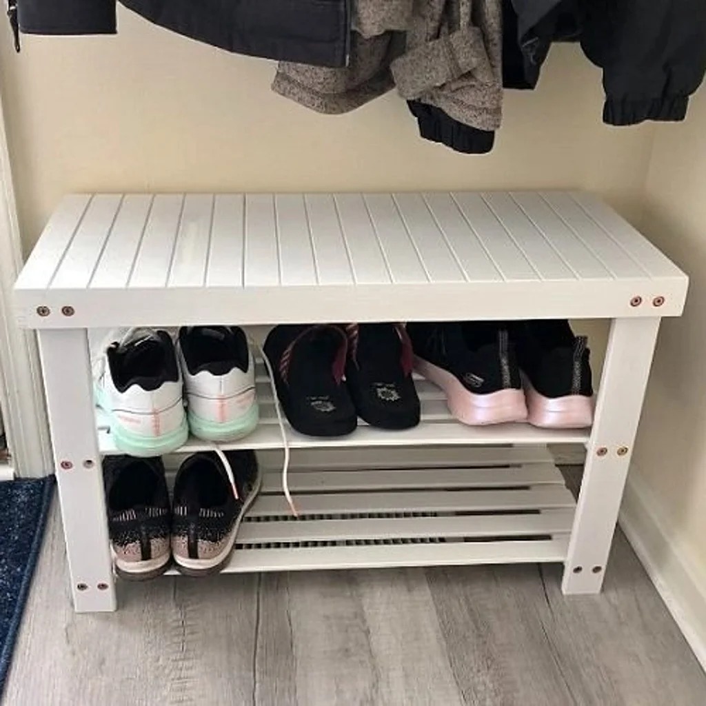 Brand New! Bamboo Shoe Rack Bench, Storage Shelf, 27.6