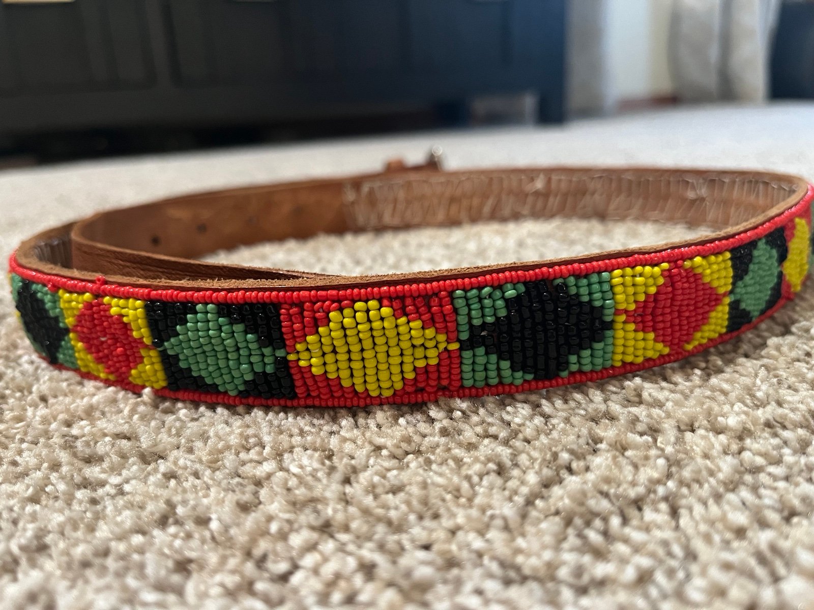 Handmade Beaded Mens Belt Ghana Medium