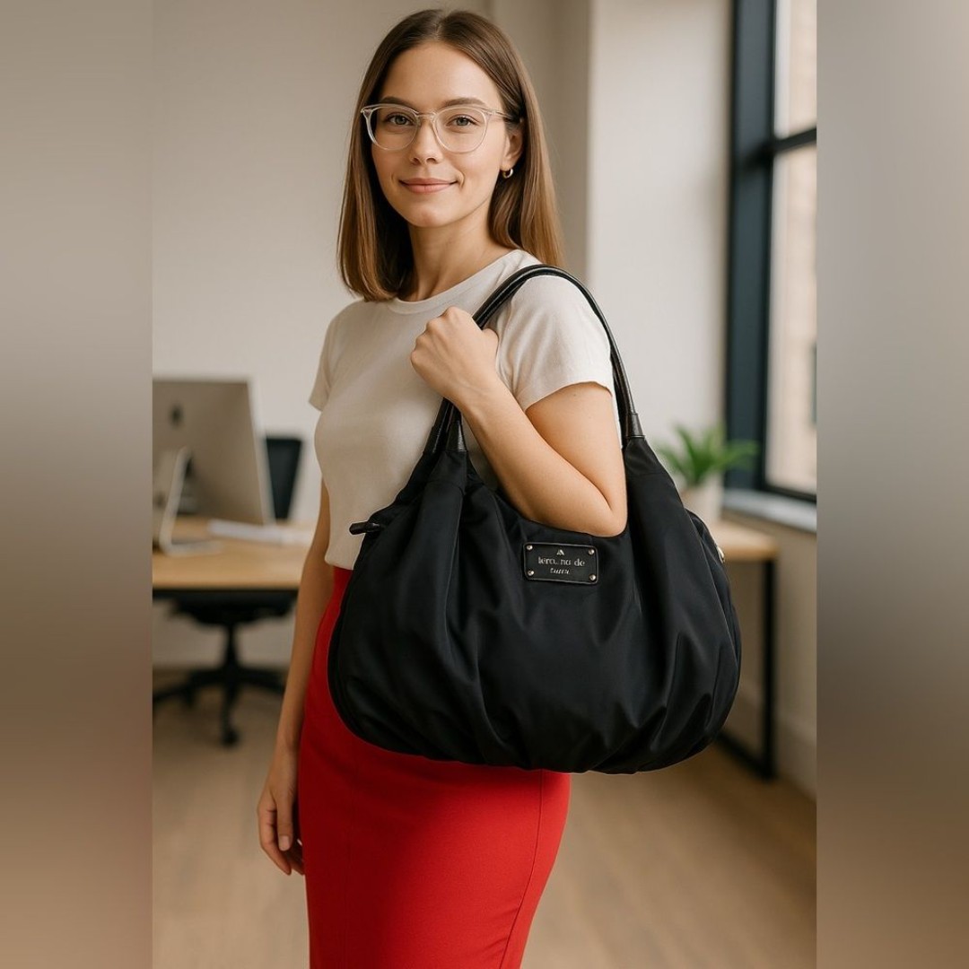 Kate Spade New York Women’s Black Nylon Shoulder Bag Tote Purse