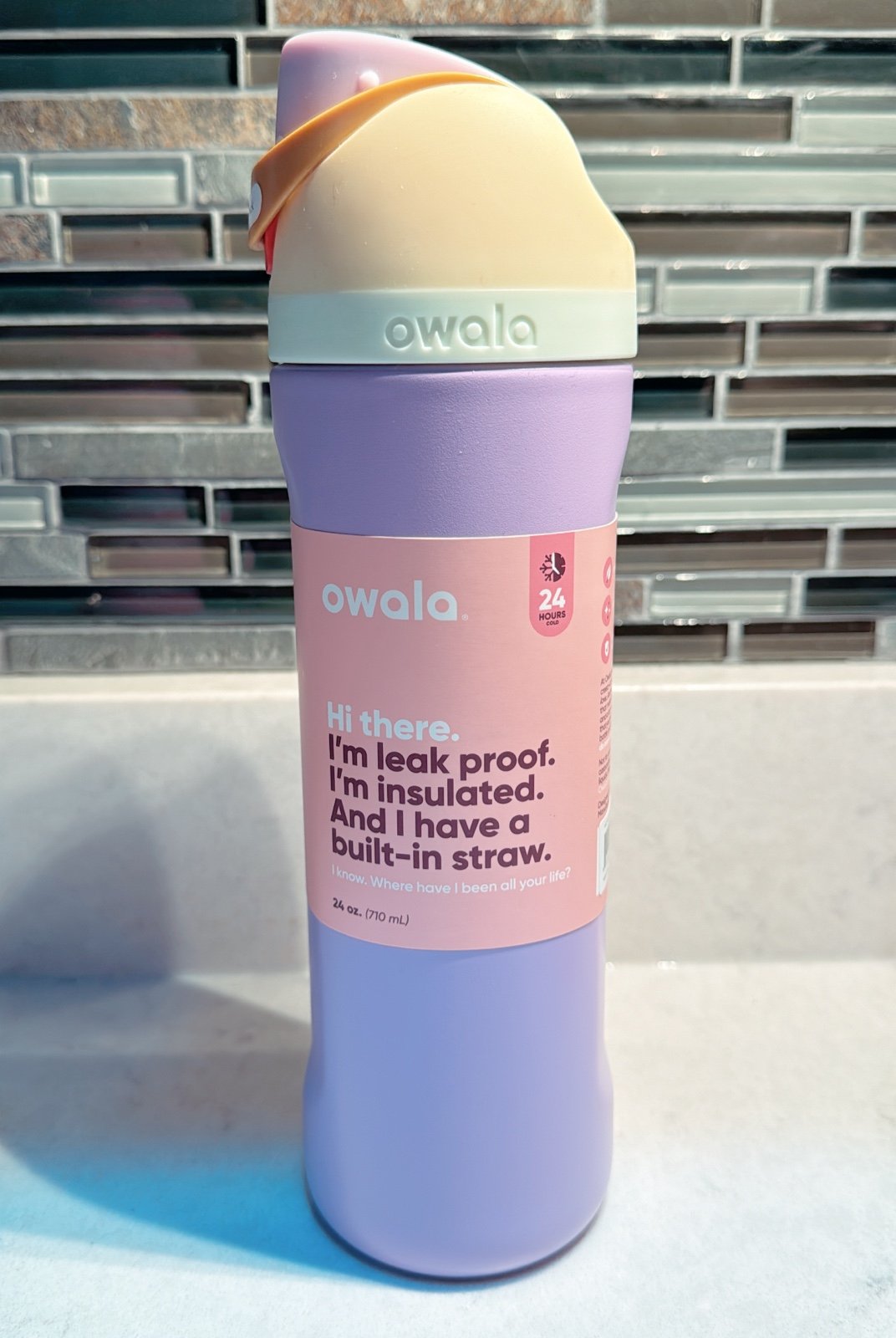 Owala FreeSip 24oz Stainless Steel Water Bottle / Color : Saltwater Taffy