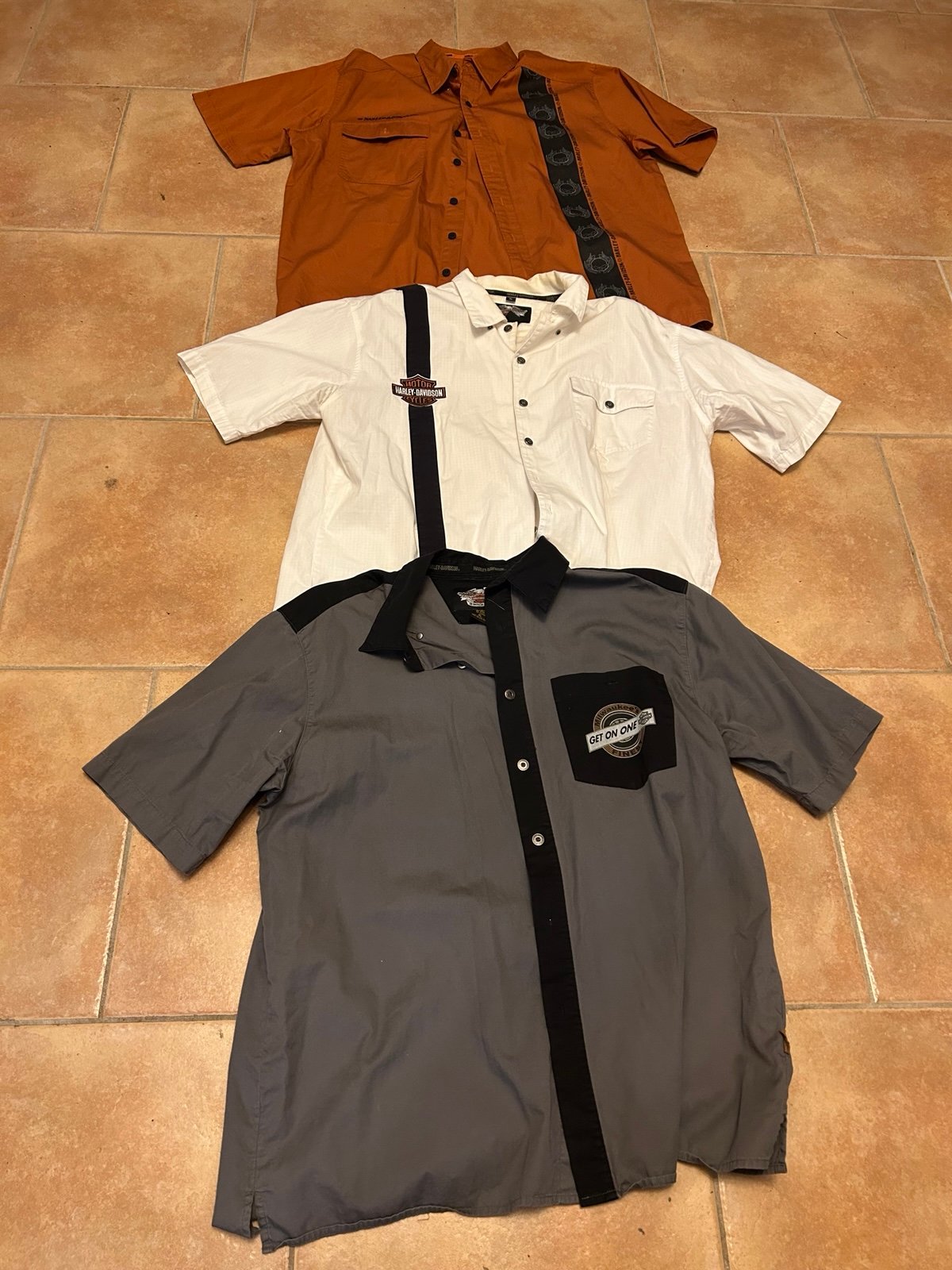Three Harley Davidson men XL short sleeve button motorcycle motorcycle shirts