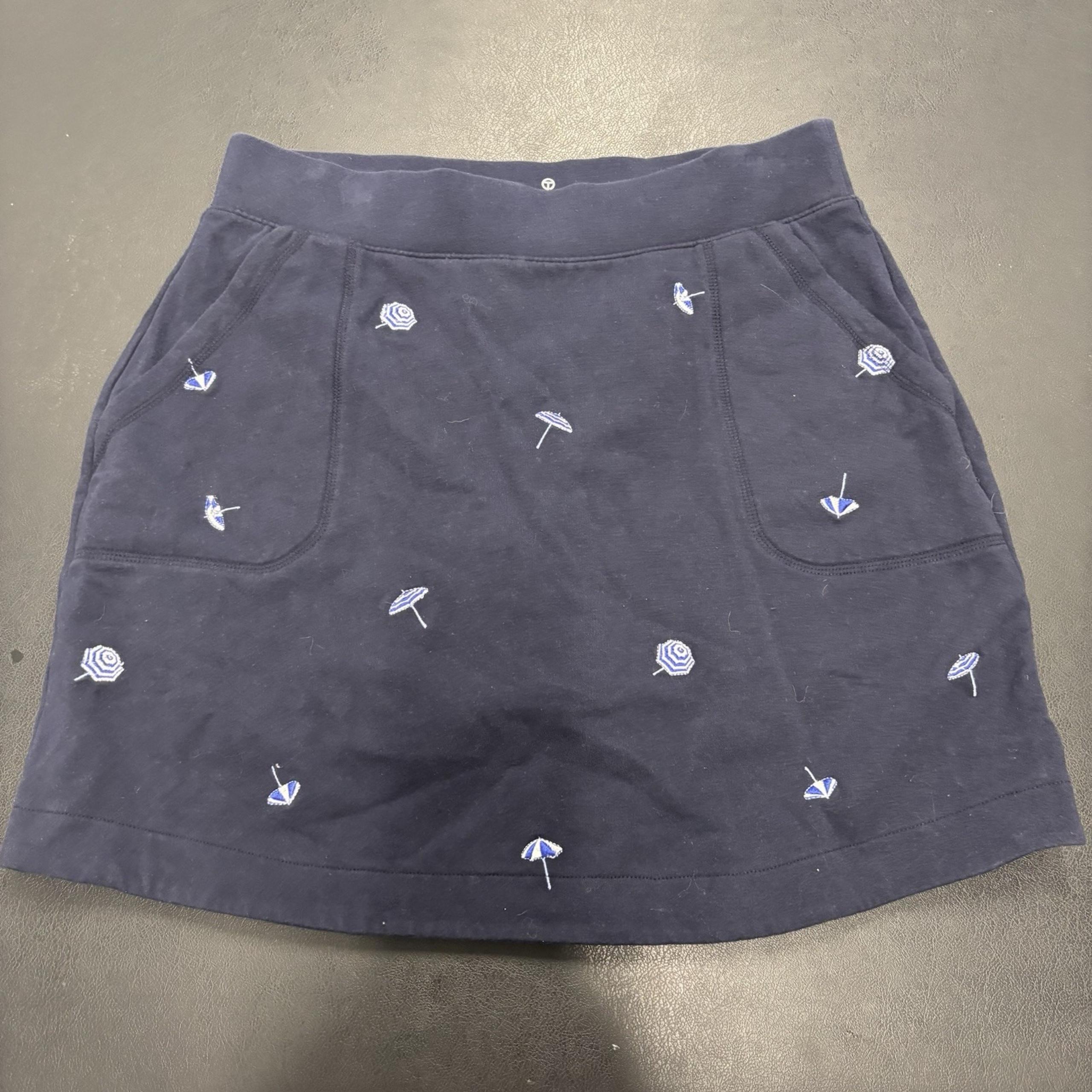 T By Talbots Women's Skort Size S Pull On Umbrella Embroidery Pockets