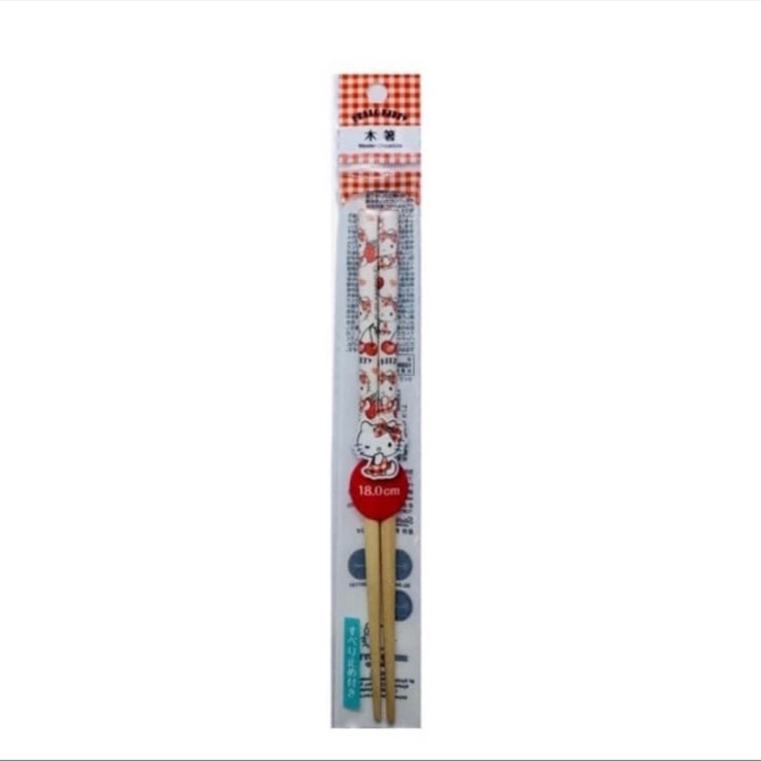 Sanrio Hello Kitty Cherry Plaid Bamboo Chopsticks 7”
