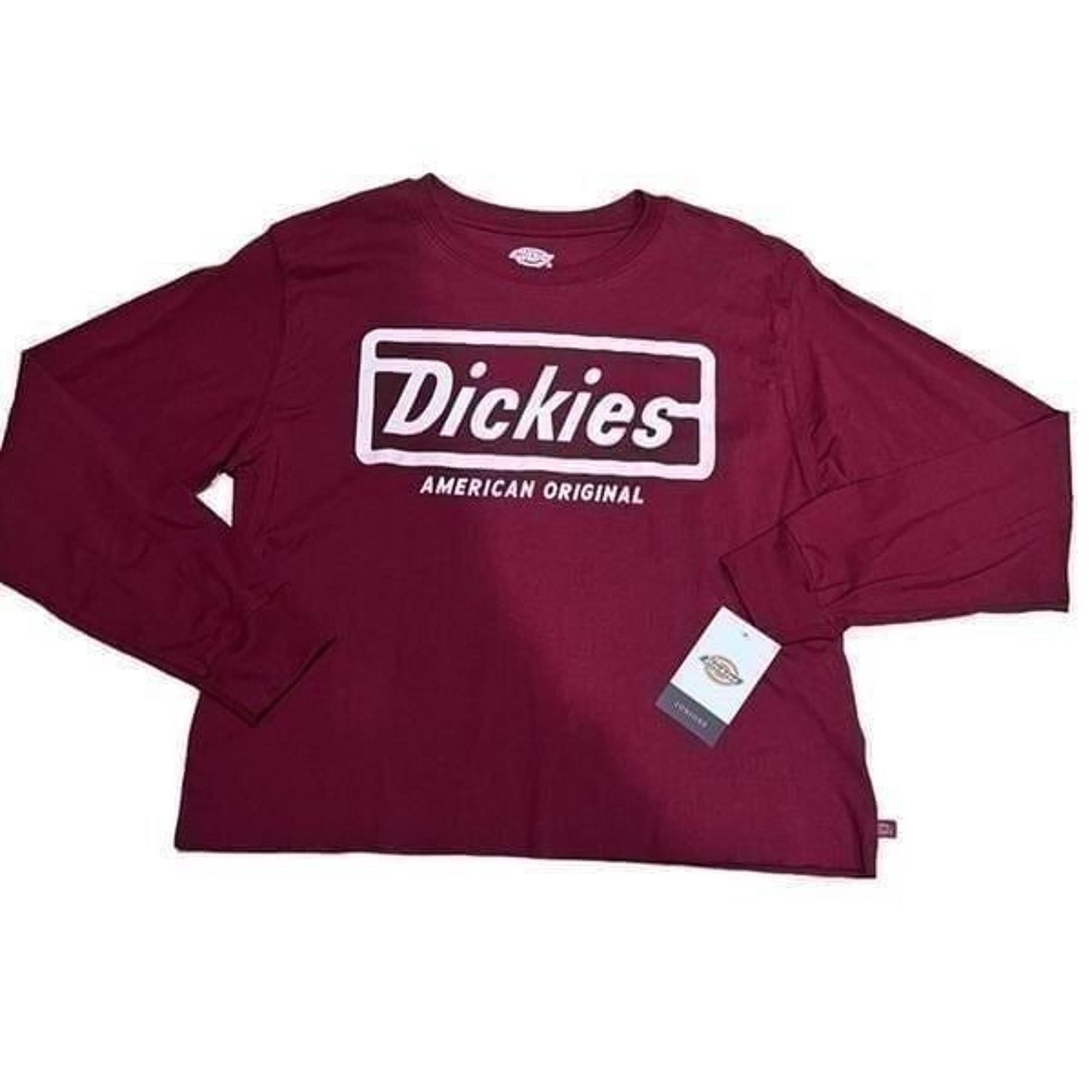 Dickies long sleeve cropped tee shirt, red, size large