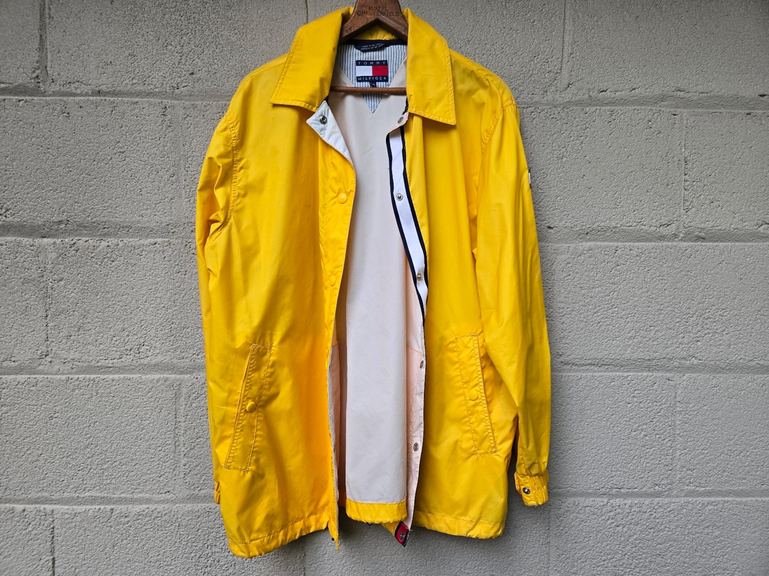 Vintage 90's Tommy Hilfiger Yellow Windbreaker Button Up Men ● L