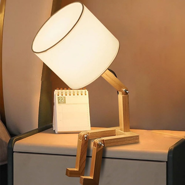 Cute Desk Lamp, Unique Table Lamp,Wooden Bedside Table Lamps