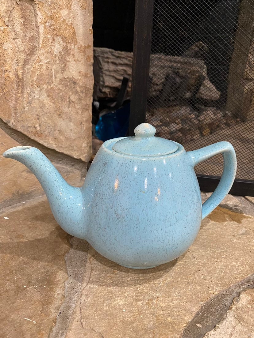 VINTAGE BLUE BAUER POTTERY MONTEREY MODERNE TEAPOT