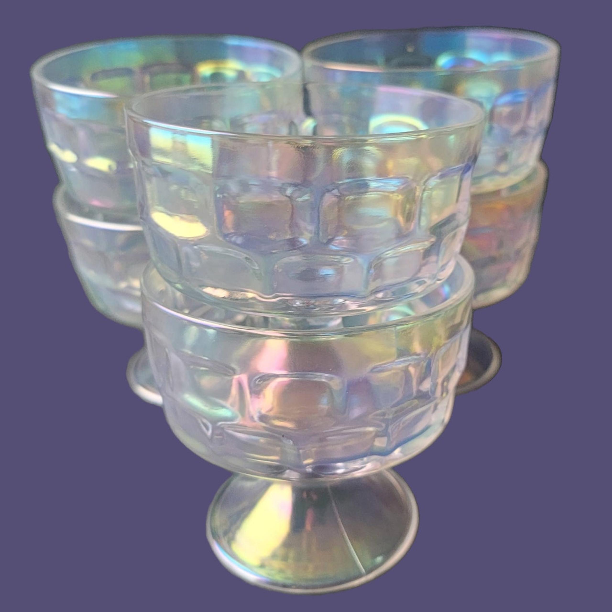 Vintage 1960s Federal Glass Iridescent Lusterware Sherbet Bowls, Set of 6