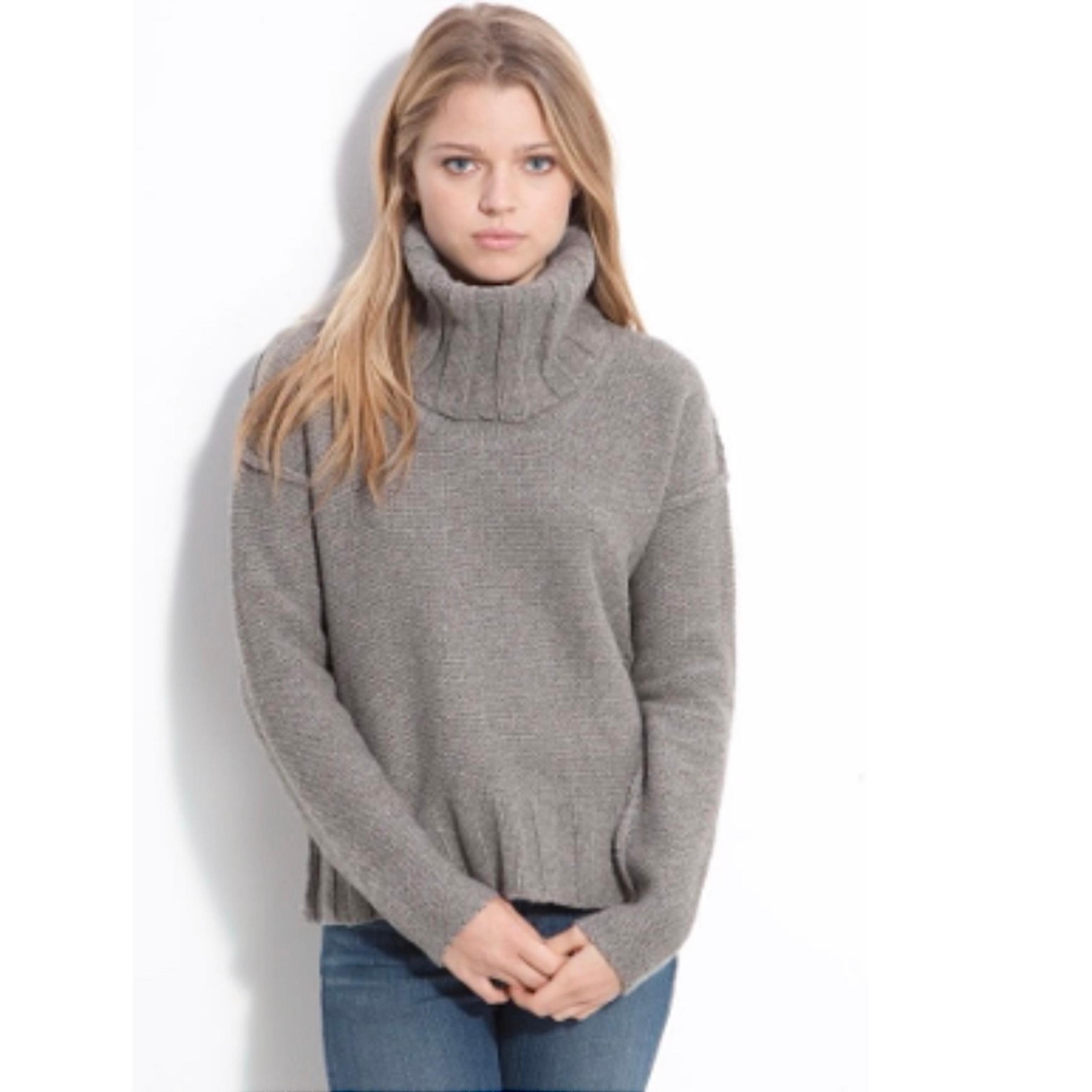 James Perse Wool Cashmere Cowl Neck Sweater Taupe Tan/Gray Size 1 Small