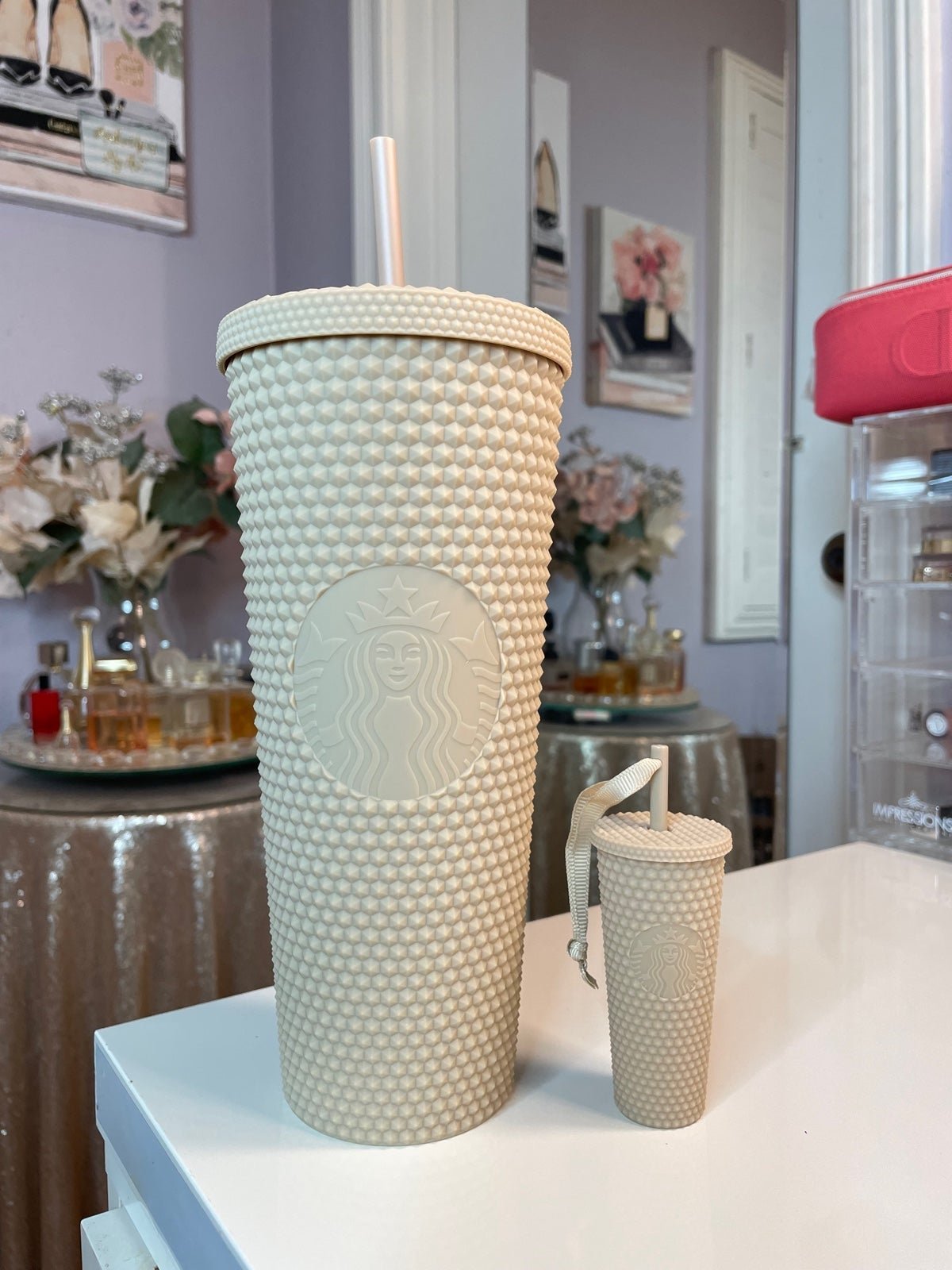 Starbucks Overseas Matte Studded Tan “Milk Tea” Tumbler & Matching Keychain