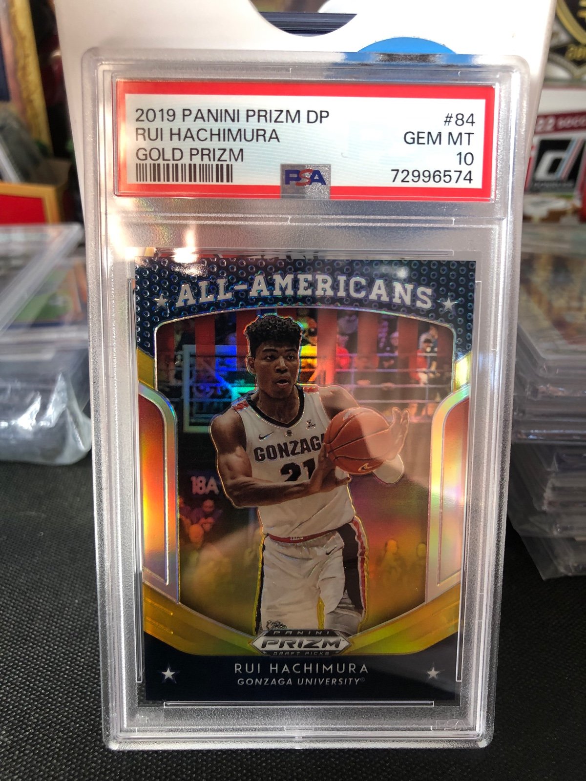 Prizm Draft Picks All-Americans Gold prizm /10 Rui Hachimura #84, PSA 10