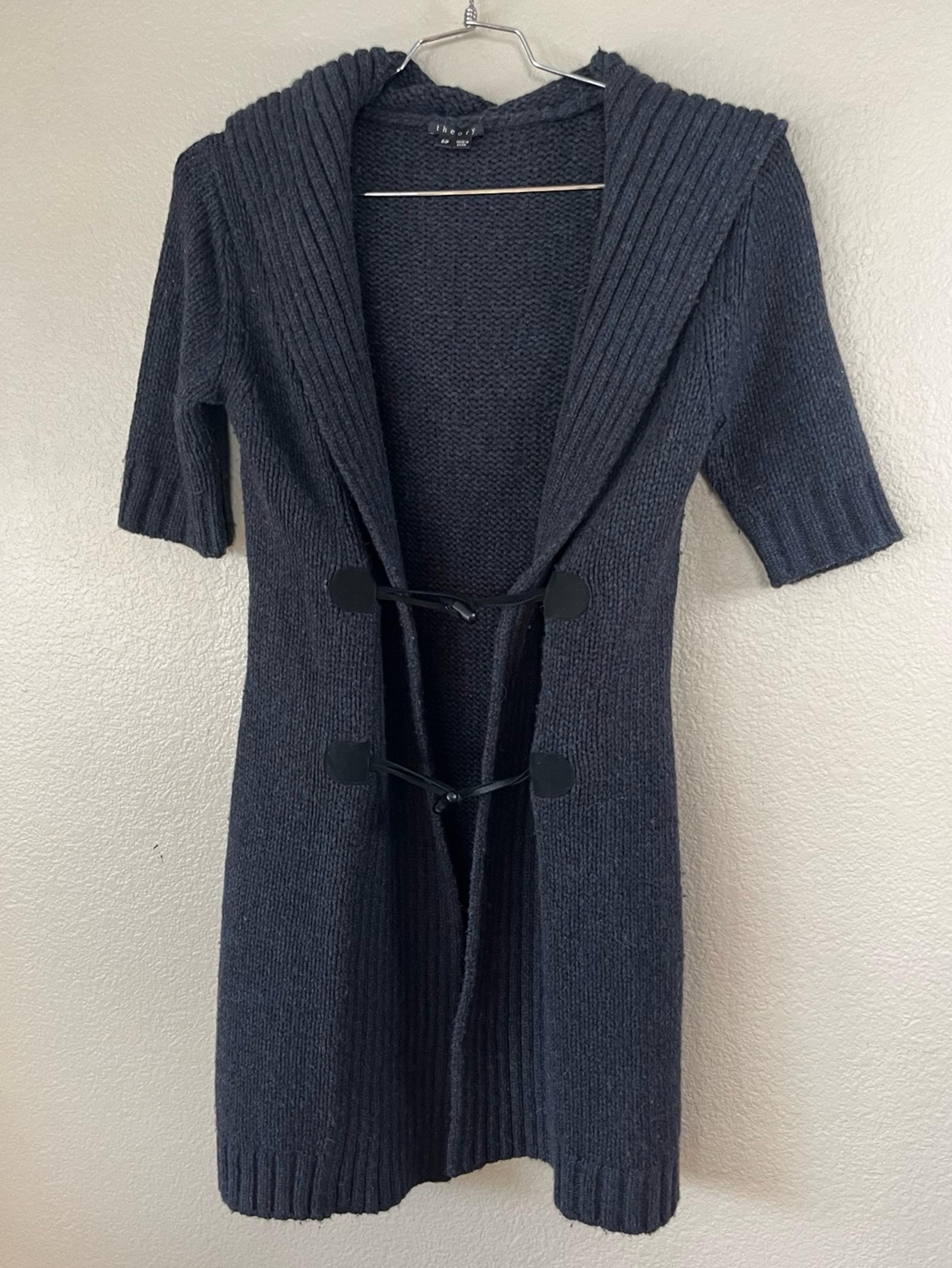 Theory Chunky Cable Knit Wool & Cashmere Sweater Cardigan Womens Size Small Char