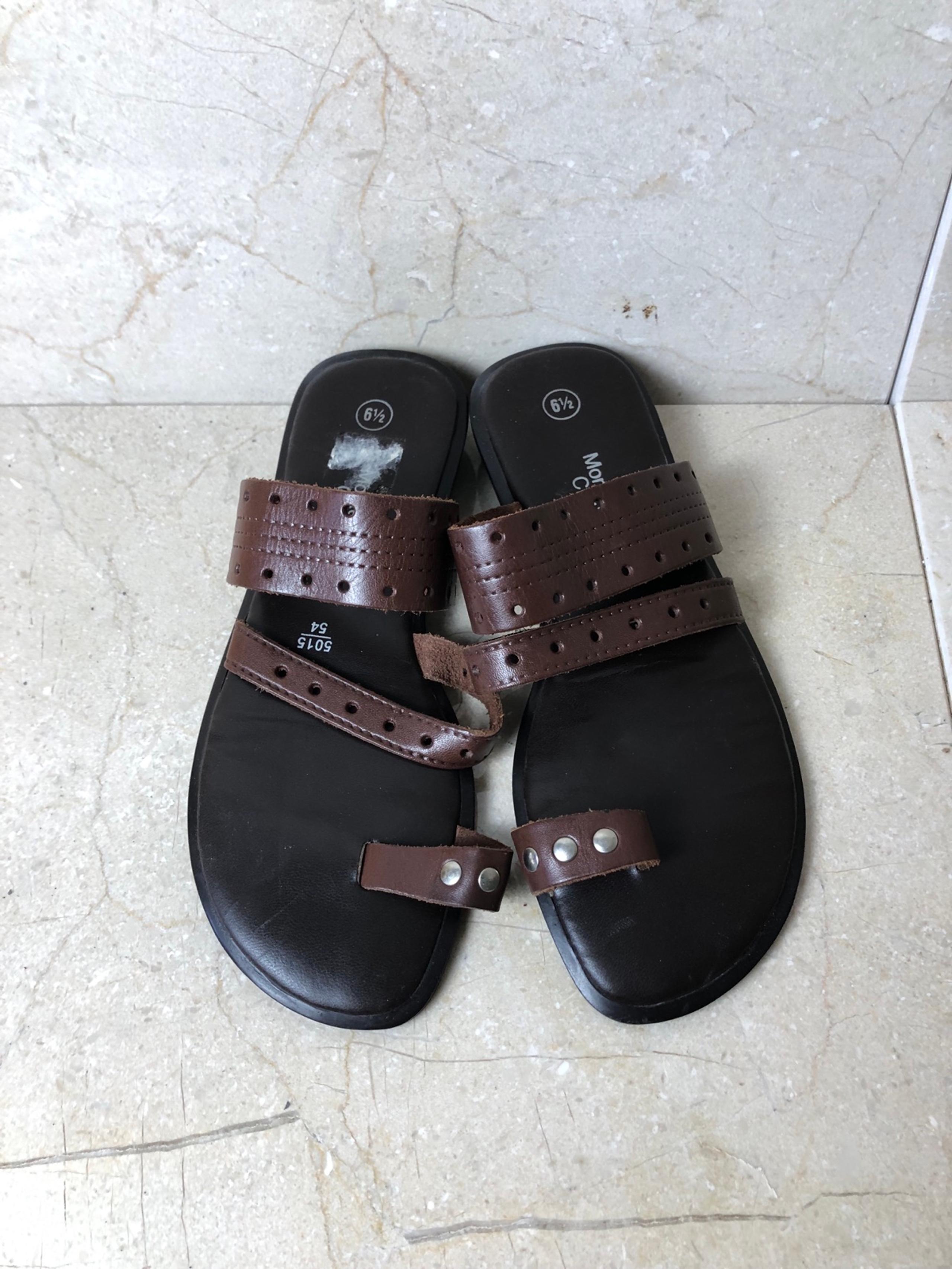 Montego Bay Club Womens Leather Collection Brown Slip On Sandal Size US 6.5