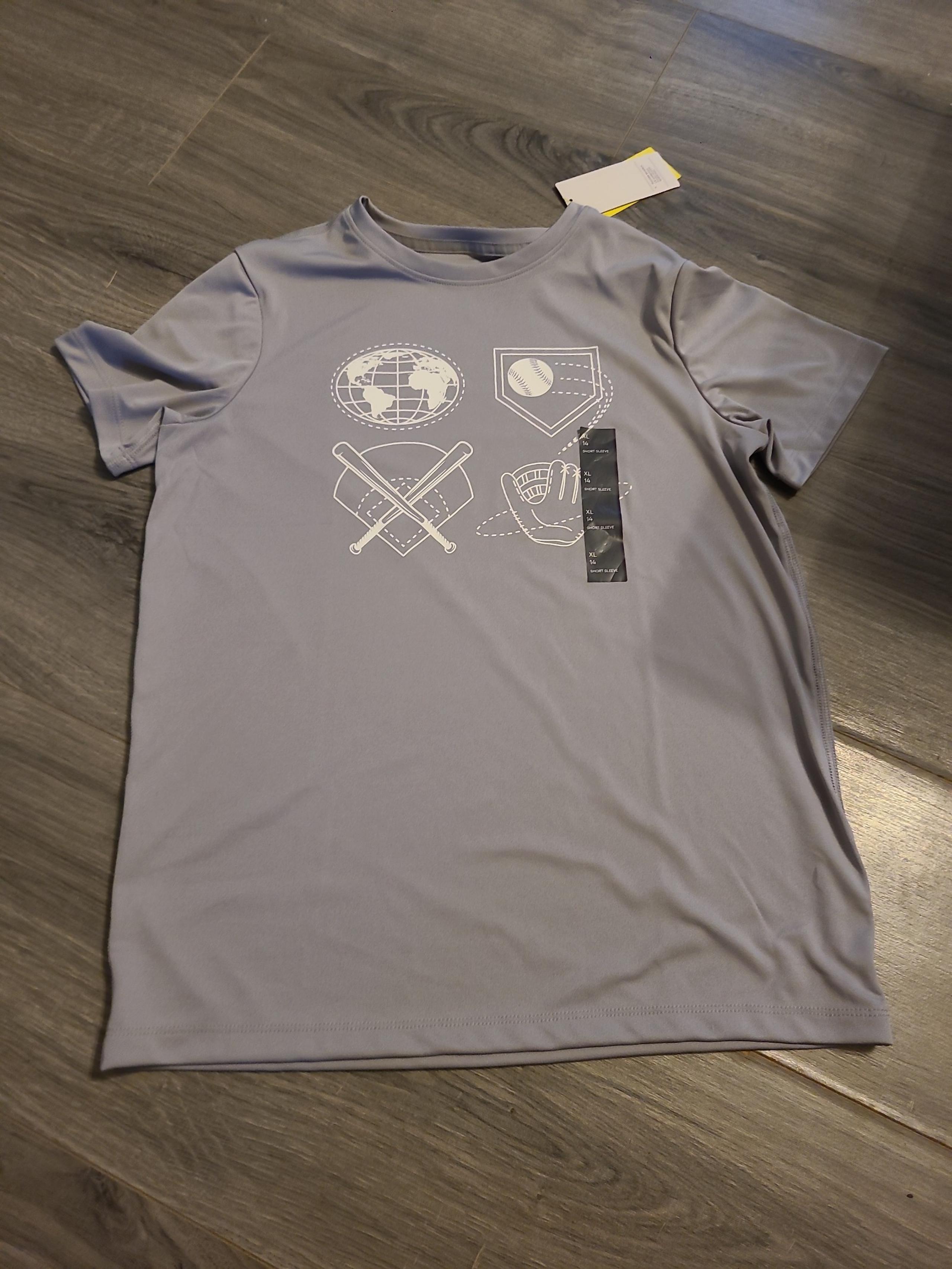 Boys Grey UVP 50+ Short Sleeved Baseball TShirt Size 14 NWT