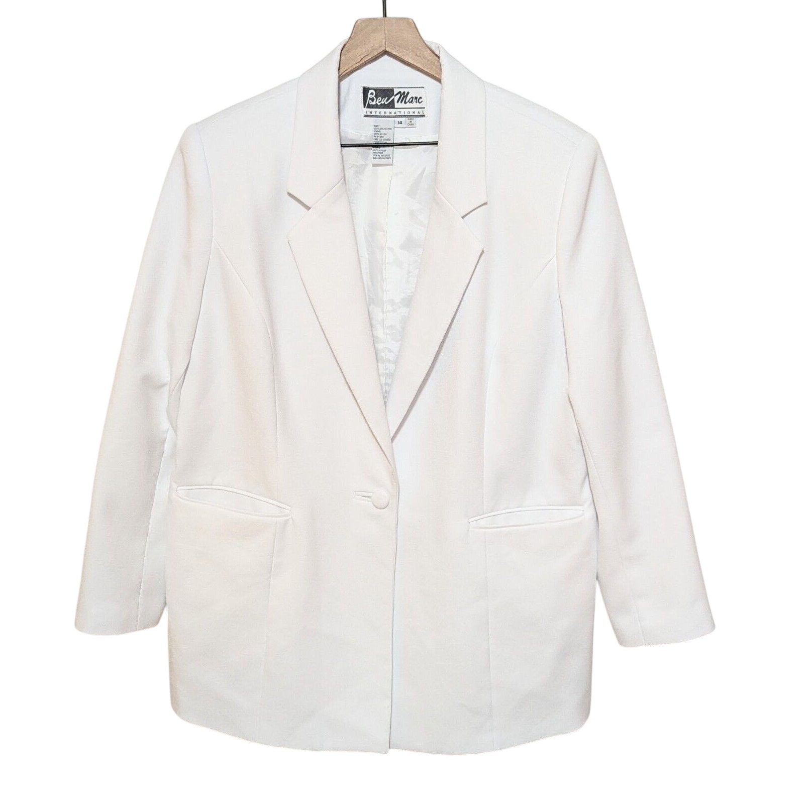 Ben Marc 2 Piece Skirt Suit Womens 14 White Single Breast Vintage 90s Y2K Event