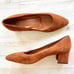 Aquatalia Pheobe Suede Block Heel Pump | Caramel Size 9.5