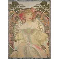 Dreamer Woven Blanket Mucha Throw 37x52 Tapestry Art Nouveau Decor Boho Hippie