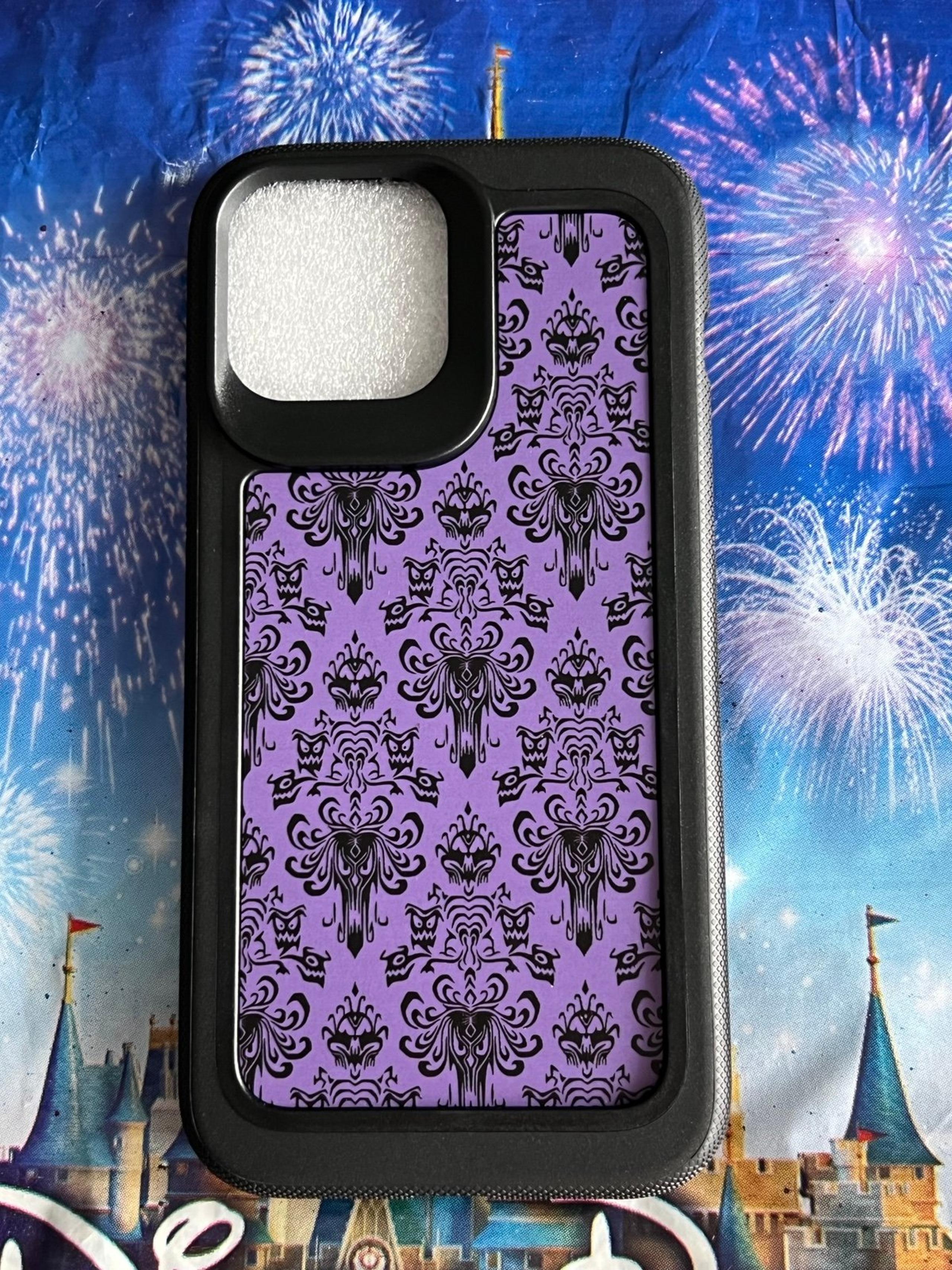 DISNEY PARKS HAUNTED MANSION Purple WALLPAPER iPHONE 15 Case Cover New