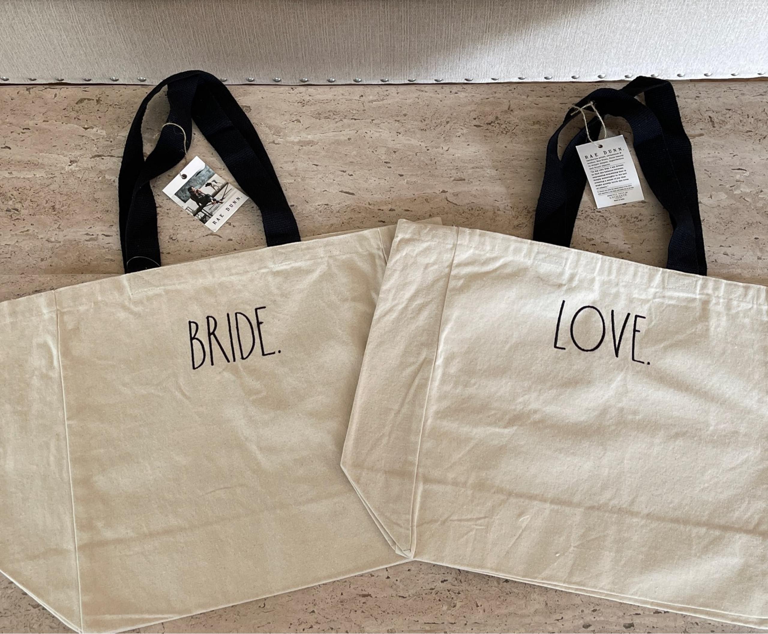 Rae Dunn BRIDE/LOVE Tote Bundle