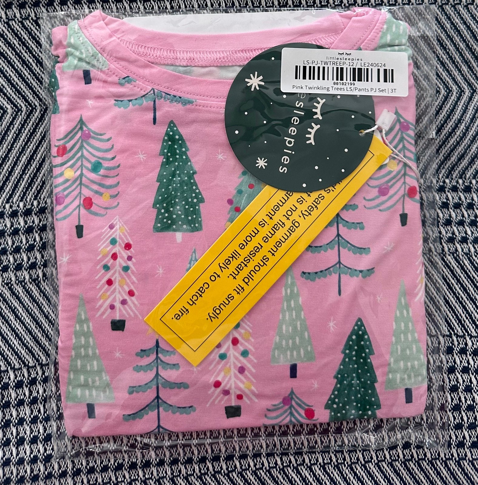 Little Sleepies Pink Twinkling Trees 3T New in bag