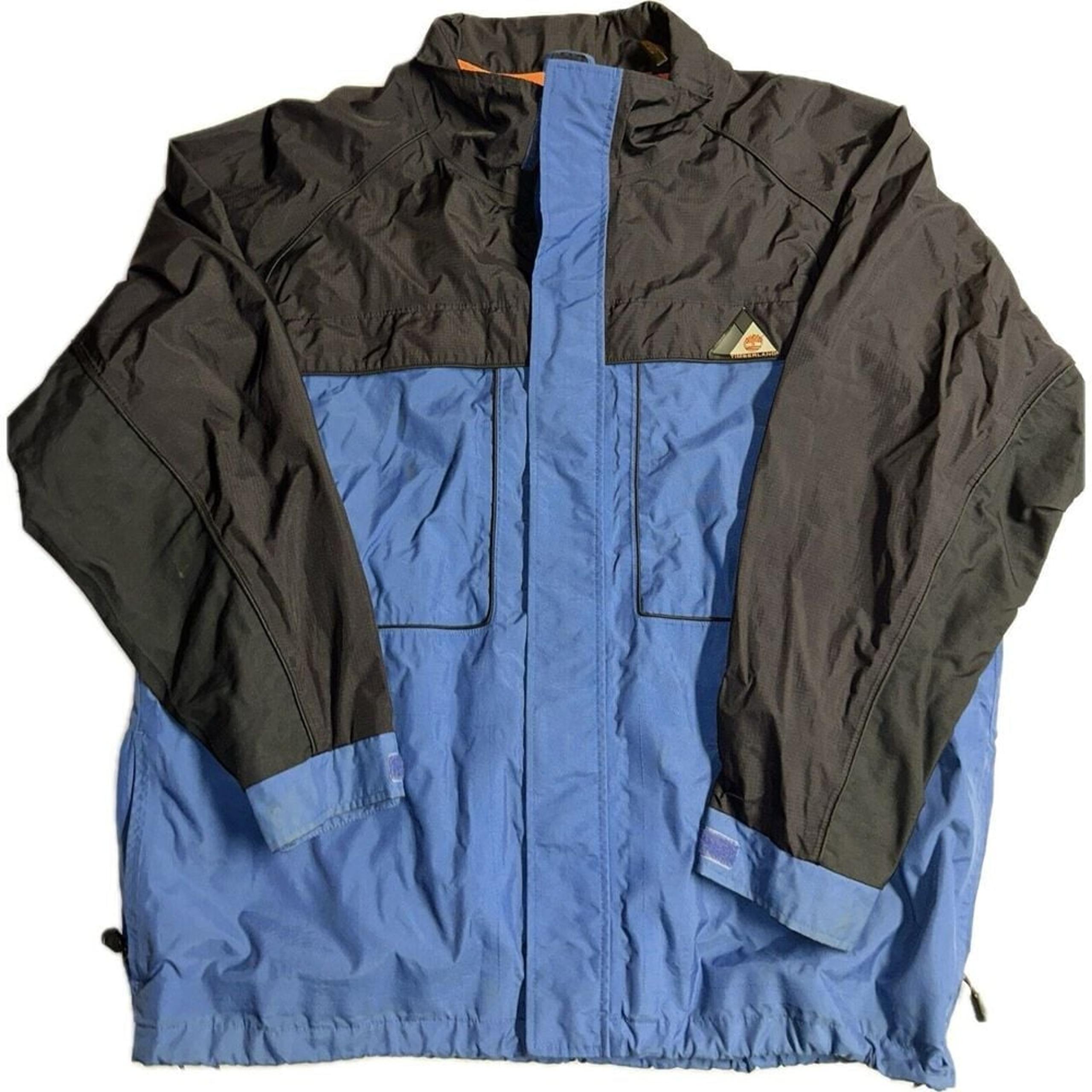 Men Timberland Wind Parka Mesh Lined Waist Drawstring Vented Jacket Coat Blue 2X