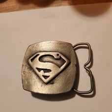 Superman belt buckle Brass Silver color Vtg