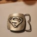 Superman belt buckle Brass Silver color Vtg