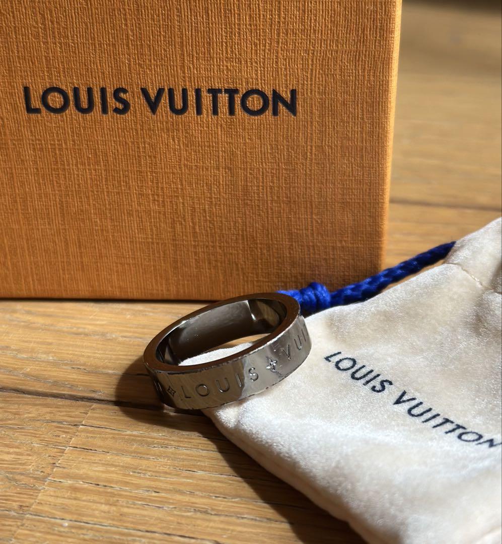 Boxed Louis Vuitton M1508L Ring LV Mosaic L GP Ruthenium