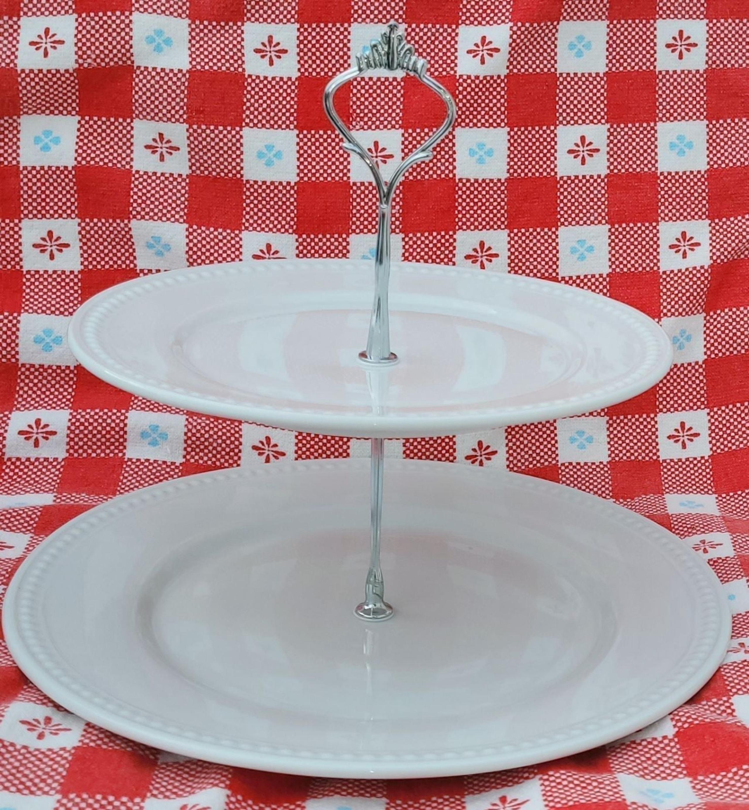WHITE HOBNAIL TIER TRAY