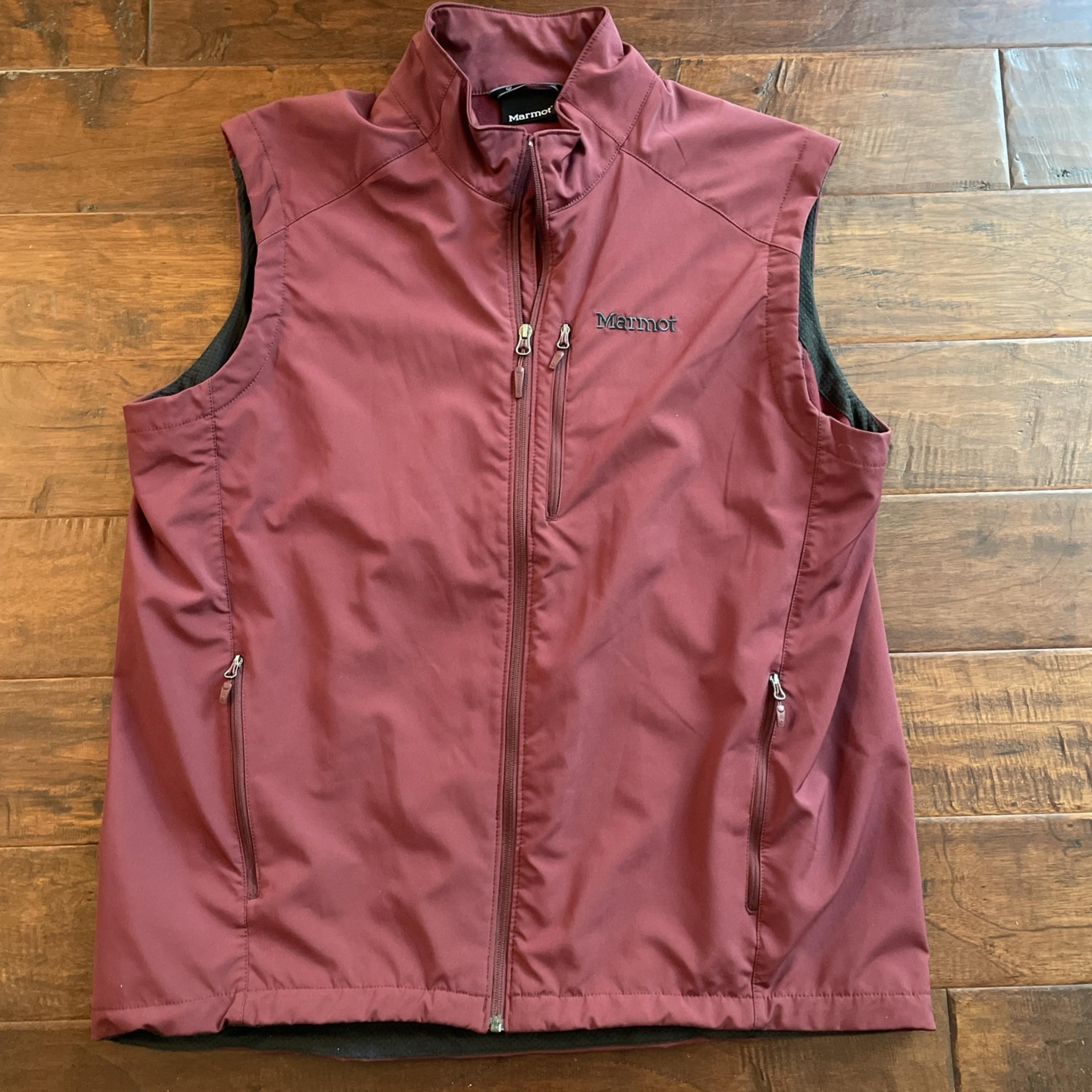Marmot Performance Softshell Full Zip Vest Size XXL Burnt Red EUC