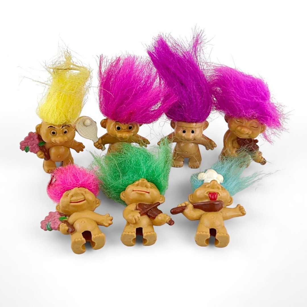 LOT OF 7 - VINTAGE TROLL DOLL PENCIL TOPPERS