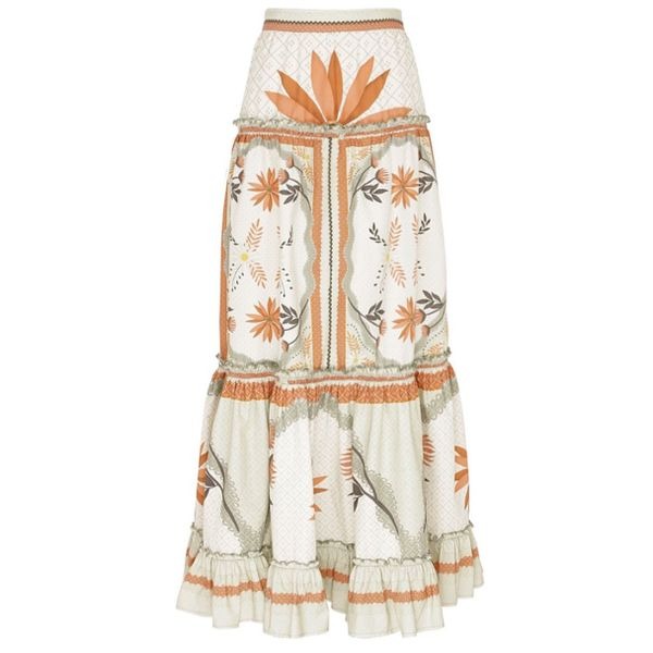 LUG VON SIGA Veronica Skirt Off White/Green Nwt Size 42/US 10