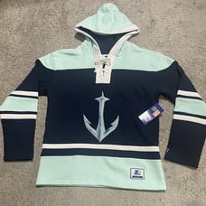 NWT starter seattle kraken men’s XL pullover fleece hoodie with laces/lacer