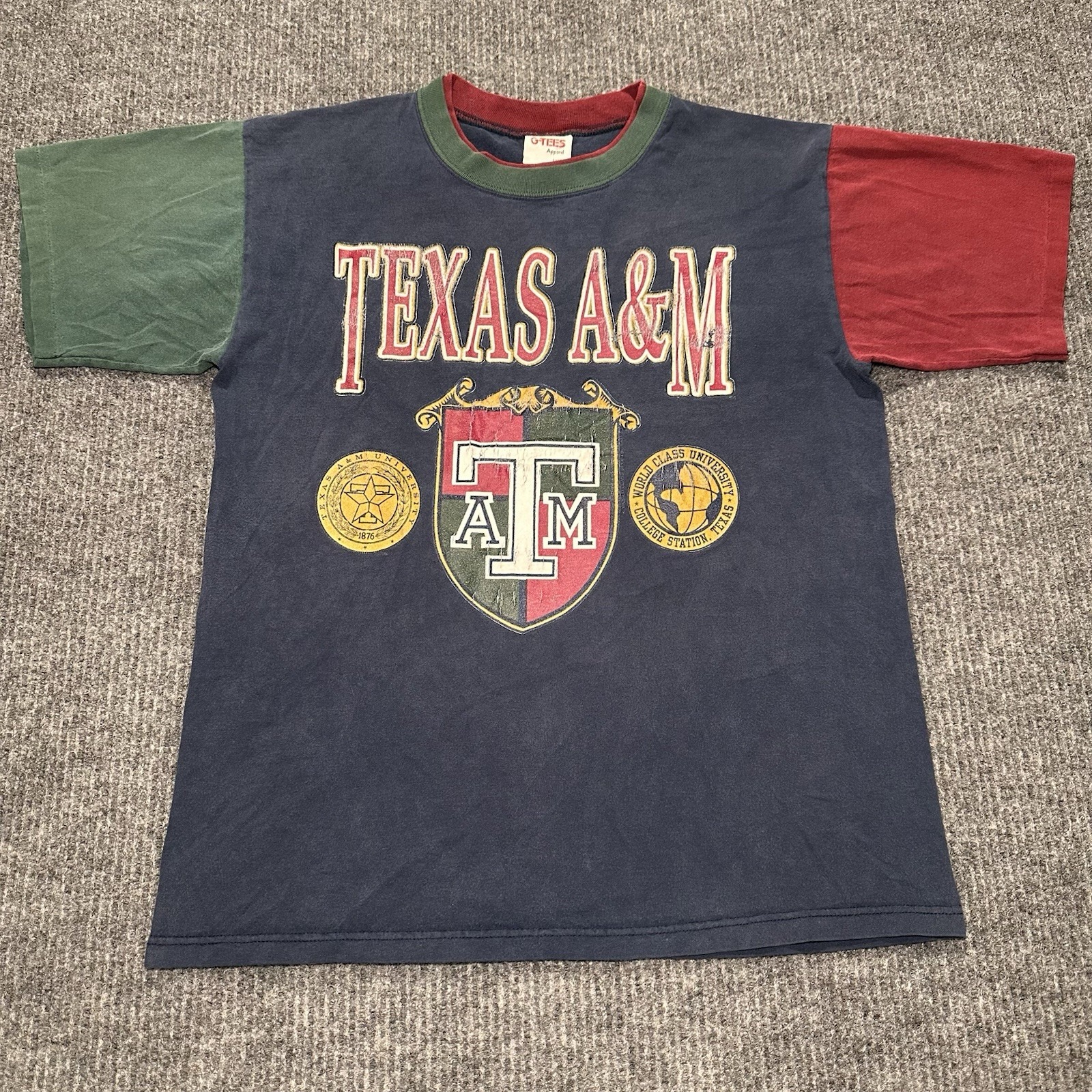 Vintage Texas A&M Aggie Shirt Adult Sz L Large Logo Color block On A GTees Tag